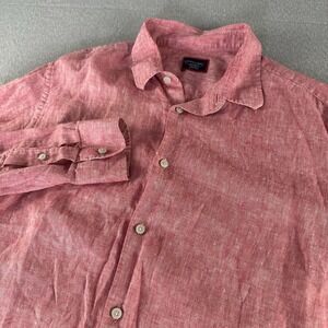 UNTUCKit Wrinkle-Resistant 100% Linen Vin Santo Shirt Red Mens XL Button Up